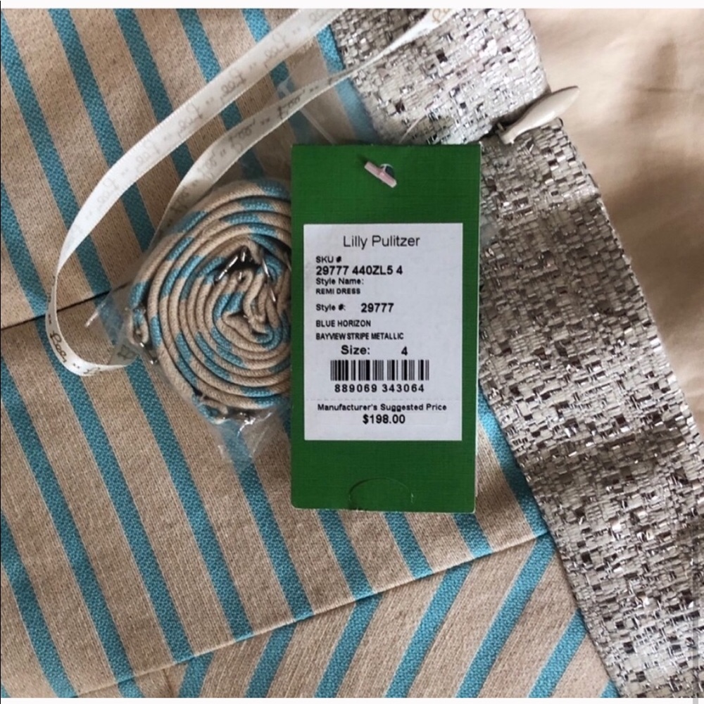 Lilly Pulitzer Blue Horizon Bayview Stripe Metallic Dress - Picture 7 of 7